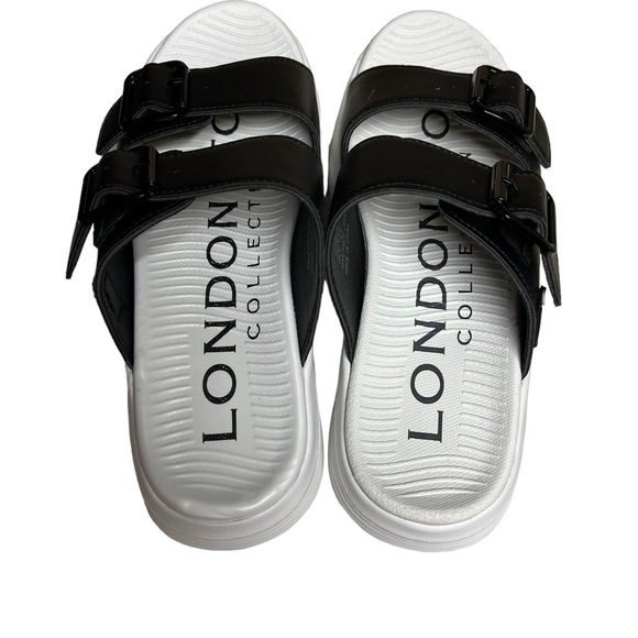 29. NWT London Fog Nasia Double Buckle Sandal Black 7.5 - Picture 3 of 5